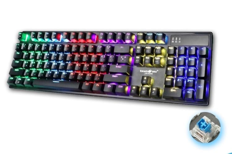 คีย์บอร์ดเกมมิ่ง TSUNAMI JX-104 100เปอร์เซ็น COMPACT BLUE SWITCH Mechanical Gaming Keyboard รับประกันสินค้า 1 ปี  รูปที่ 5