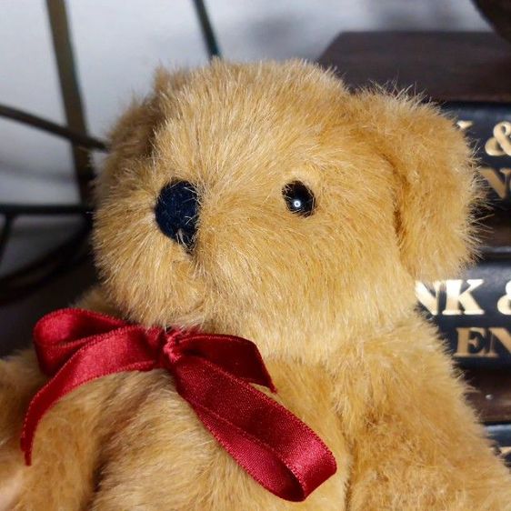 ตุ๊กตาหมี โบว์แดง วินเทจ งานสวยวินเทจ น่ารักมากๆครับ🧸🎀✨️ 
 รูปที่ 2