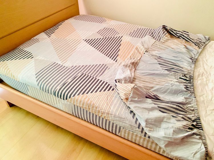 ผ้าปูที่นอนรัดมุม (แบบหนา) ขนาด 3.5ฟุต สีฟ้าลายกราฟฟิกหลากสี มือสองขายตามสภาพ สินค้าญี่ปุ่น-เกาหลีแท้ รูปที่ 10