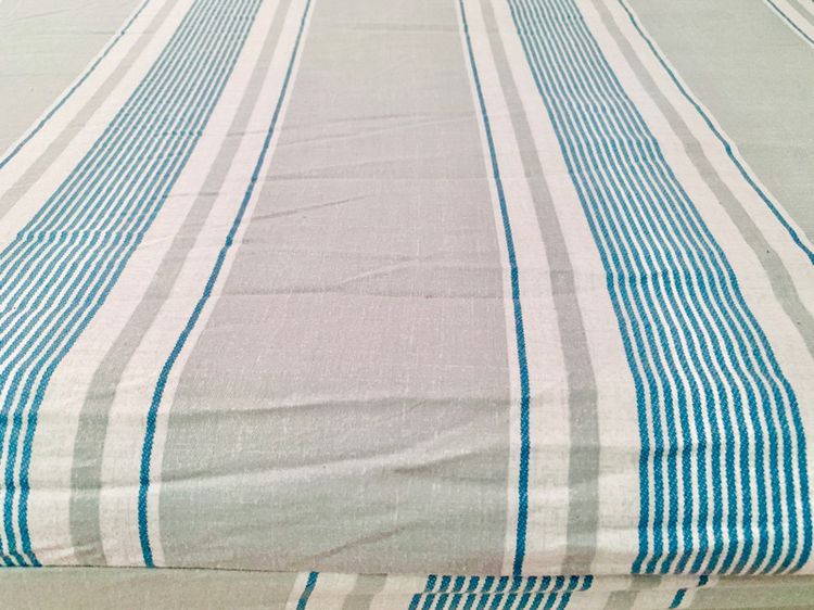 ผ้าปูที่นอนรัดมุม (แบบหนา) ขนาด 3.5ฟุต สีฟ้าลายทาง (สภาพใหม่) มือสองขายตามสภาพ สินค้าญี่ปุ่น-เกาหลีแท้ รูปที่ 5