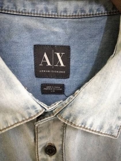 เสื้อเชิ้ตแขนสั้นยีนส์ AX Armani exchange ของแท้  รอบอก 42 ยาว 29  สภาพดีไม่มีขาด รูปที่ 3