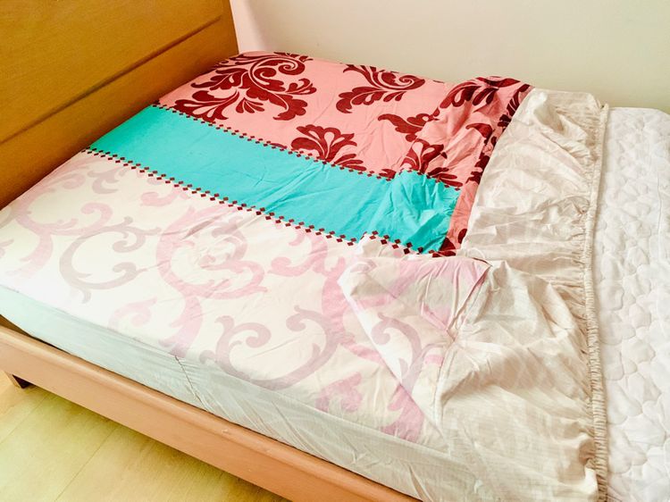 ผ้าปูที่นอนรัดมุม (แบบหนา) ขนาด 3.5ฟุต สีม่วงเขียวลายวินเทจ (สภาพใหม่) มือสองขายตามสภาพ สินค้าญี่ปุ่น-เกาหลีแท้ รูปที่ 9