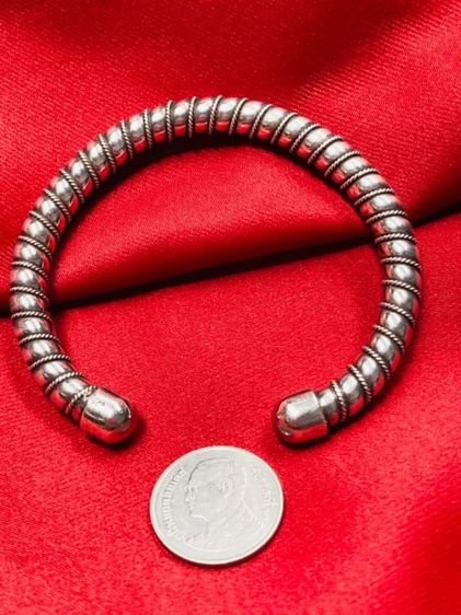 สร้อยข้อมือ Silver bracelet : Karen Tribe Style.  กำไลเงินนิ่ง 925 สไตล์ชนเผ่ากระเหรี่ยง งานเก่า 