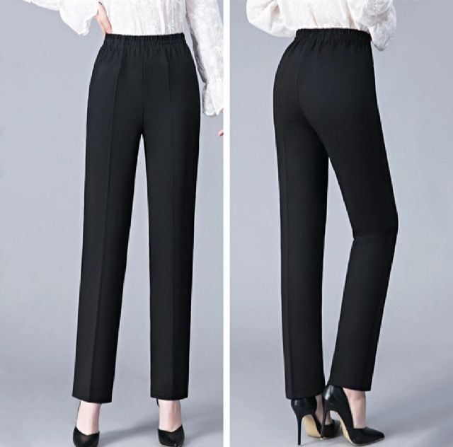 กางเกงขายาวเอวสูงสำหรับผู้หญิงวัยกลางคนกางเกงลำลองยืดตรง, กางเกงผู้หญิง ฟรีไซส์ เอว 29-33 นิ้ว รูปที่ 1