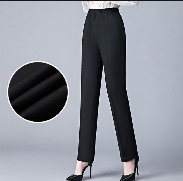กางเกงขายาวเอวสูงสำหรับผู้หญิงวัยกลางคนกางเกงลำลองยืดตรง, กางเกงผู้หญิง ฟรีไซส์ เอว 29-33 นิ้ว รูปที่ 3