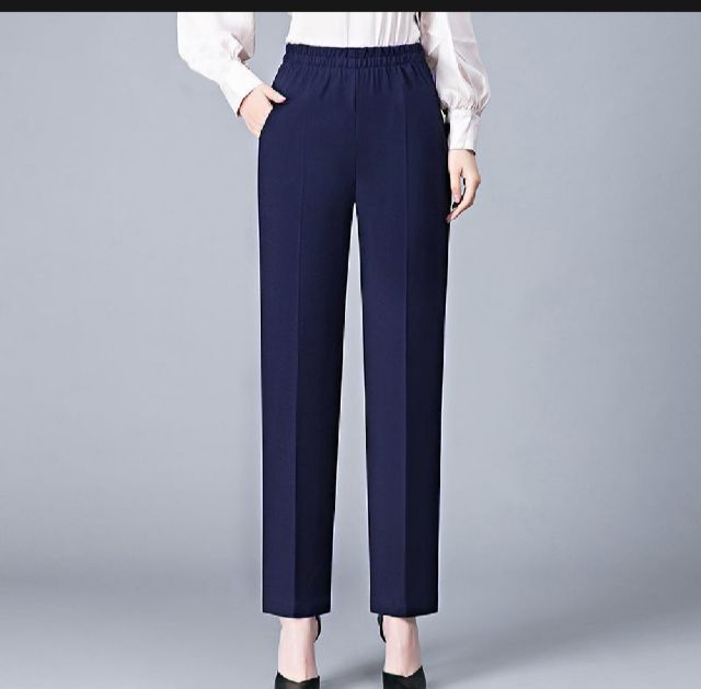 กางเกงขายาวเอวสูงสำหรับผู้หญิงวัยกลางคนกางเกงลำลองยืดตรง, กางเกงผู้หญิง ฟรีไซส์ เอว 29-33 นิ้ว รูปที่ 2