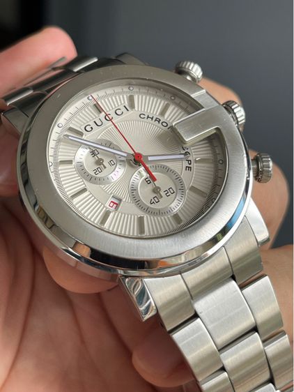 Gucci G-Chrono 101M Chronoscope 44m Mens Watch Stainless Steel White Dial รูปที่ 11