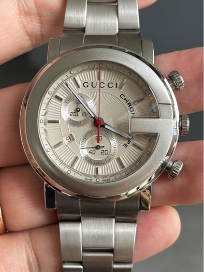 Gucci G-Chrono 101M Chronoscope 44m Mens Watch Stainless Steel White Dial รูปที่ 8