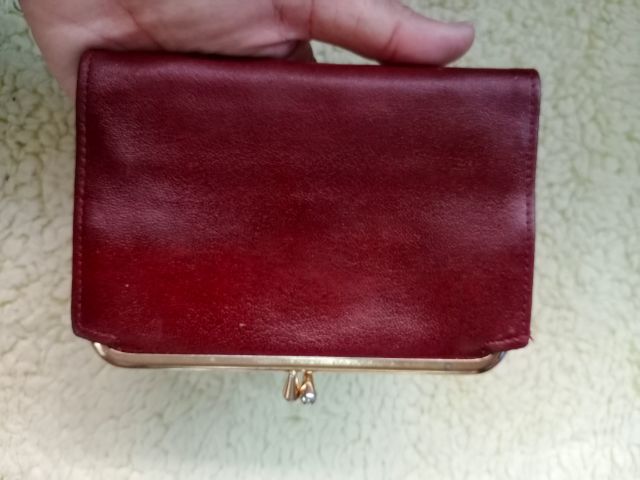 กระเป๋าสตางค์หนังแท้สีน้ำตาลแดง Winfield รูปที่ 6