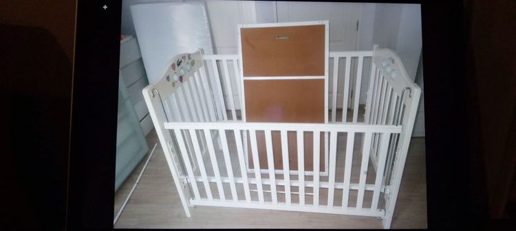 เตียงนอนเด็กทารก พร้อมที่นอน มุ้ง ผ้าปู กันกระแทก Baby crib with mattress, net, covers รูปที่ 4