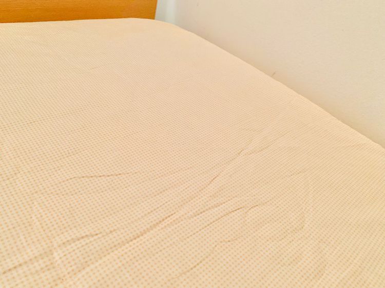 ผ้าปูที่นอนรัดมุม (แบบหนา) ขนาด 4.5-5ฟุต สีส้มลายจุดขลิบเขียว ยี่ห้อ Rosa Liebe (สภาพใหม่) มือสองสภาพดี สินค้าญี่ปุ่น-เกาหลีแท้ รูปที่ 3
