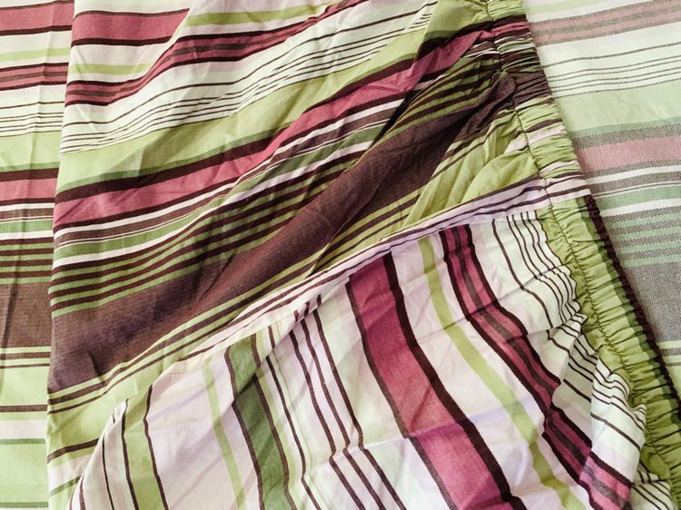 ผ้าปูที่นอนรัดมุม (แบบบาง) ขนาด 5ฟุต สีเขียวน้ำตาลลายทาง มือสองสภาพดี สินค้าญี่ปุ่น-เกาหลีแท้ รูปที่ 9