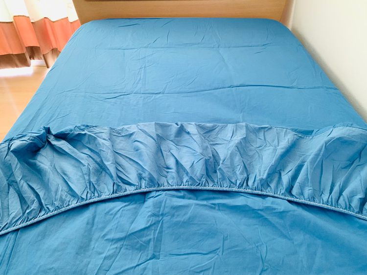 ผ้าปูที่นอนรัดมุม (แบบบาง) ขนาด 5ฟุต สีฟ้า มือสองสภาพดี สินค้าญี่ปุ่น-เกาหลีแท้ รูปที่ 6