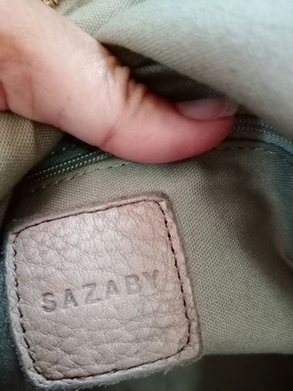 กระเป๋าสะพายยาวหนังแท้สีน้ำตาลอ่อน sazaby รูปที่ 2