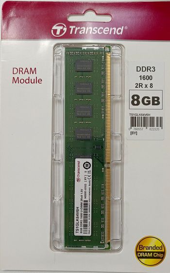 ใหม่ Transcend 8 GB DDR3 Desktop RAM 1600MHz,