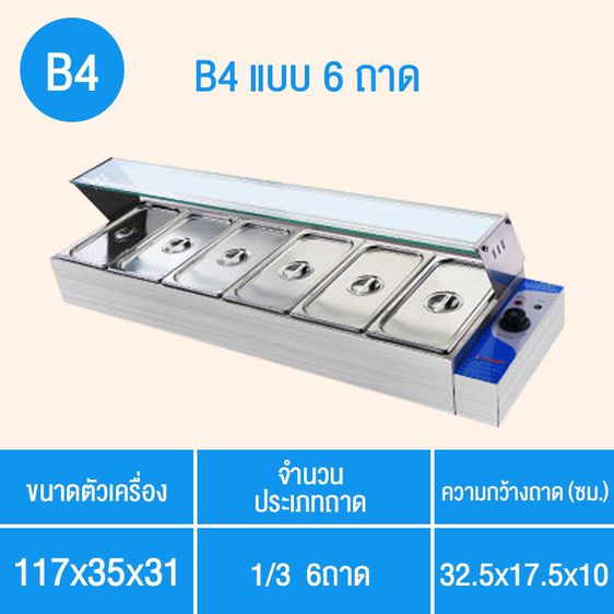 ถาดอุ่นอาหาร ตู้โชว์อุ่นอาหาร 6 หลุม รูปที่ 14