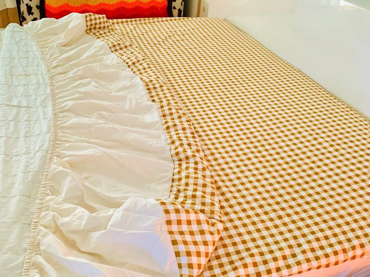 ผ้าปูที่นอนรัดมุม (แบบหนา) ขนาด 6ฟุต สีน้ำตาลลายตาราง มือสองสภาพดี สินค้าญี่ปุ่น-เกาหลีแท้ รูปที่ 8
