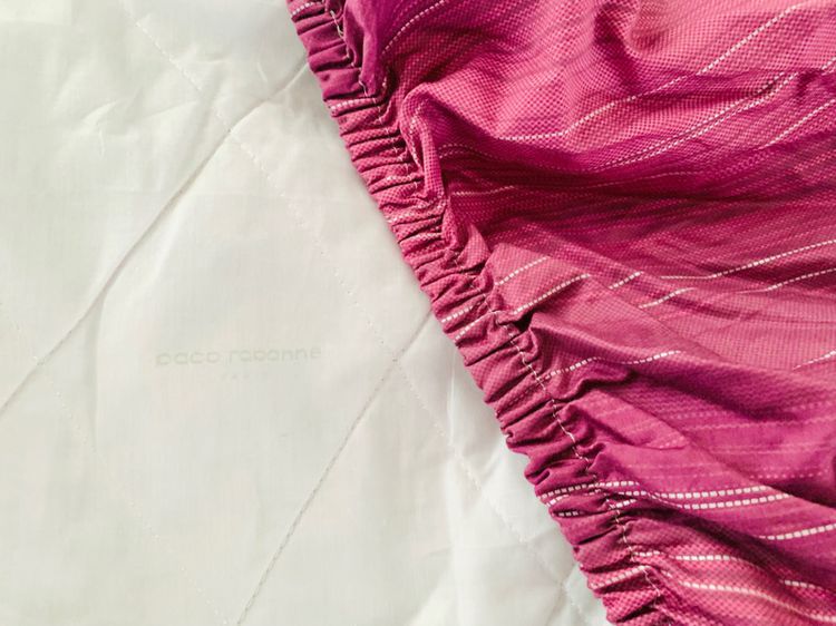 ผ้าปูที่นอนรัดมุม (แบบหนา) ขนาด 6ฟุต สีม่วงลายดอก ยี่ห้อ Paco rabanne (สภาพใหม่) มือสองสภาพดี สินค้าญี่ปุ่น-เกาหลีแท้ รูปที่ 7