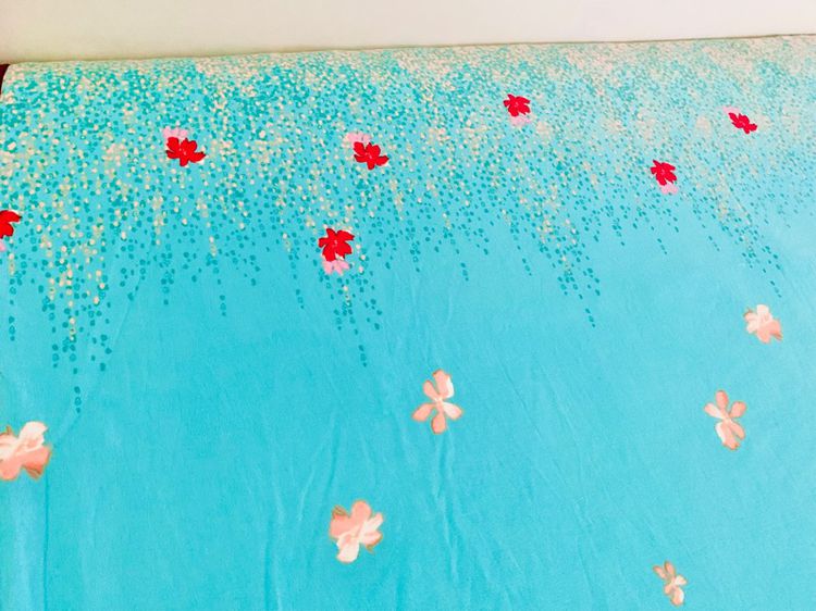 ผ้าคลุมเตียง (กระโปรงเตียง) หรือผ้าปูที่นอน ขนาด 5.5-6ฟุต สีฟ้าลายดอกวินเทจ มือสองสภาพดี สินค้าญี่ปุ่น-เกาหลีแท้ รูปที่ 2