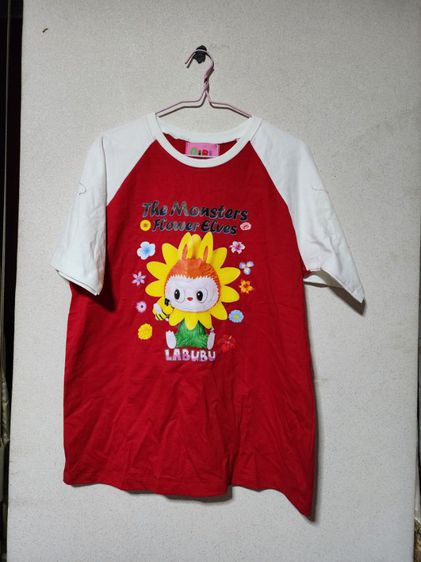 เสื้อยืดสุดฮิตลาบูบู้ มี2สี   ชมพูเเละแดง. oversize cotton100 อก42"-44" รูปที่ 2