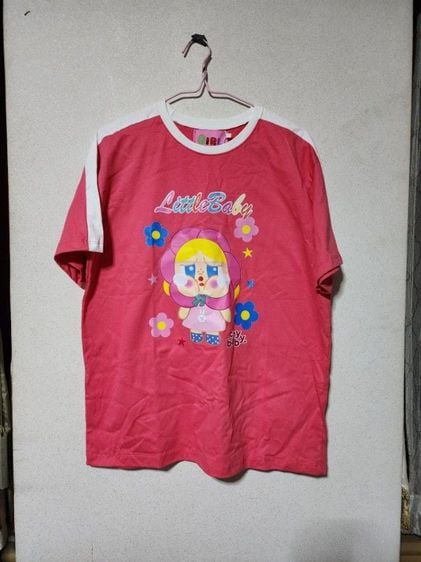 เสื้อยืดสุดฮิตลาบูบู้ มี2สี   ชมพูเเละแดง. oversize cotton100 อก42"-44" รูปที่ 1