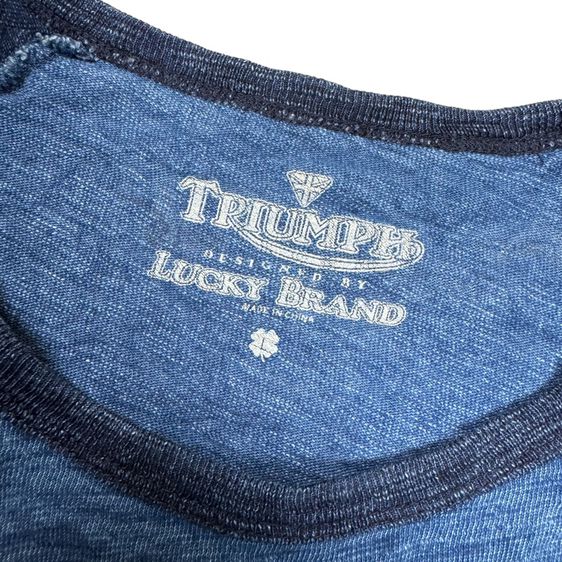 เสื้อยืดแขนยาว Triumph x Lucky​ Brand​ งานย้อม Indigo Size L​ รูปที่ 5