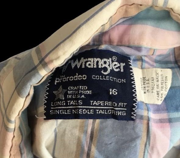 Wrangler เสื้อเชิ้ตกระดุมมุก ลายสก๊อต  แขนสั้น ผ้าบาง นิ่ม Made in Usa รูปที่ 2