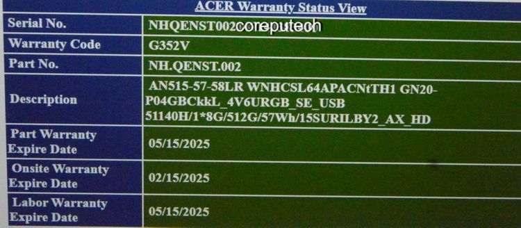 ACER NITRO 5 CORE I5 RAM 8GB SSD 512GB VGA RTX 3050 ประกันศูนย์ รูปที่ 8