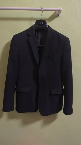 GQ Essential Suits สูทผู้ชายทรงสลิม รุ่น Super TR Slim Black  สีดำ (ซักเครื่องได้) size M รูปที่ 1