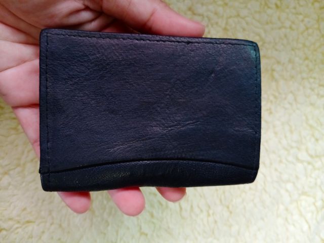 กระเป๋าใส่บัตรหนังแท้สีดำ cuir veritable รูปที่ 2