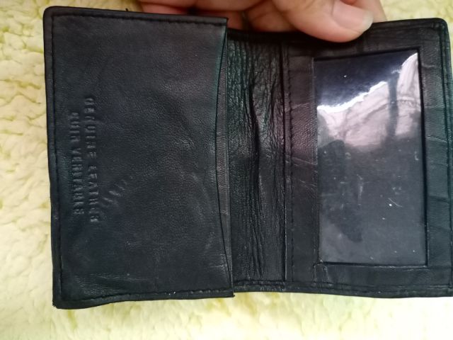 กระเป๋าใส่บัตรหนังแท้สีดำ cuir veritable รูปที่ 3