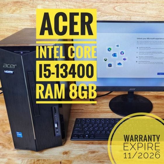 วินโดว์ 8 กิกะไบต์ HDMI ใช่ PC Acer i15-13400 ประกันเหลือ2ปีบวก พร้อมจอ