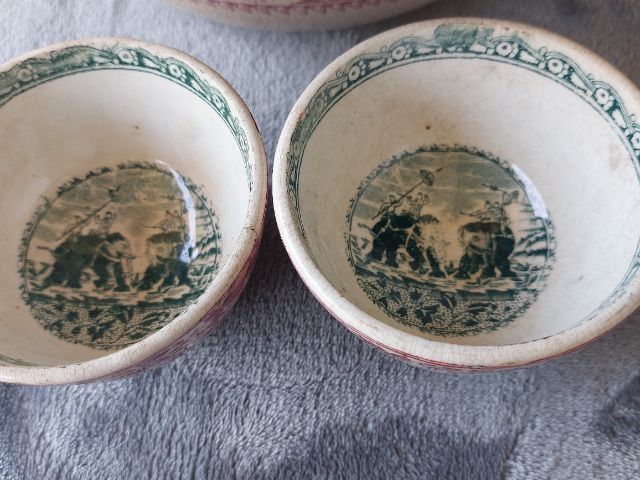 Antique Rare 19th C Ceramic Deep Bowl With Royal Members Hunting On Elephants Scene-

 รูปที่ 11