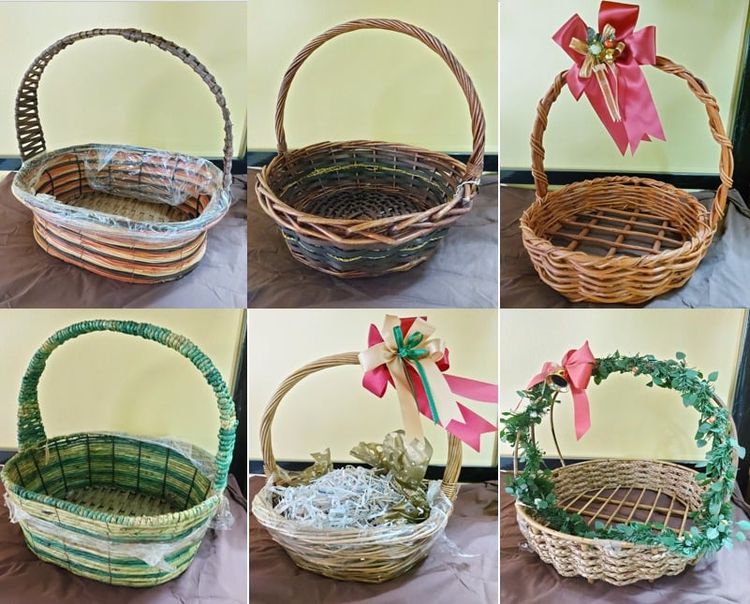 ขายกระเช้าตะกร้าหวาย สภาพดี เหมา 6 ใบ 400 บ.