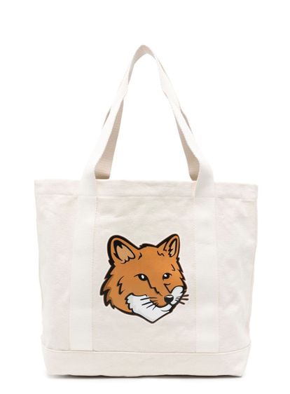กระเป๋า MAISON KITSUNE มี 2 สี สีขาวและสีดำ  fox head-print cotton tote  วัสดุ Cotton  รูปที่ 3