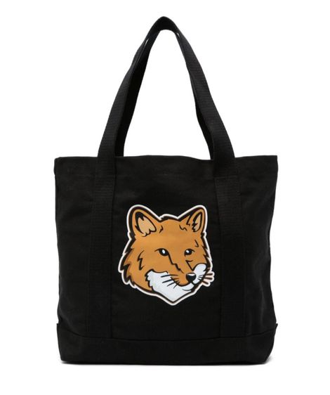 กระเป๋า MAISON KITSUNE มี 2 สี สีขาวและสีดำ  fox head-print cotton tote  วัสดุ Cotton  รูปที่ 4
