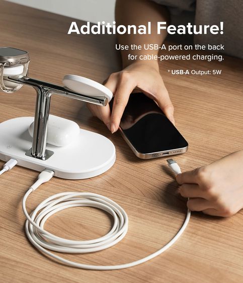 Ringke 3-in-1 Wireless Charger Stand แม่เหล็ก (Apple MagSafe Certified) มีไฟ LED Ambient Light ที่ชาร์จไร้สาย รูปที่ 6