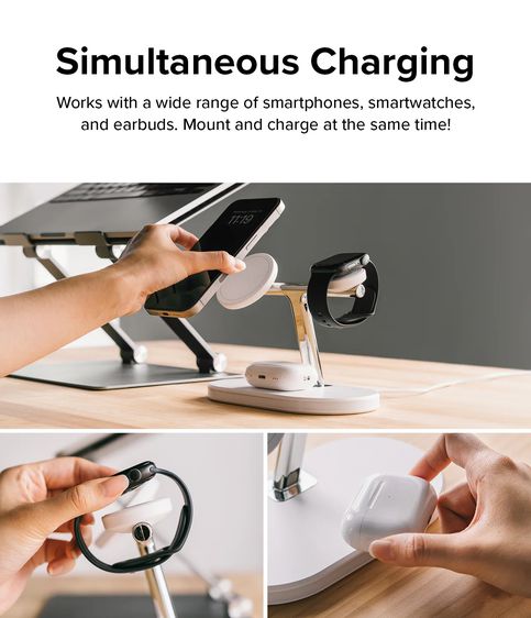 Ringke 3-in-1 Wireless Charger Stand แม่เหล็ก (Apple MagSafe Certified) มีไฟ LED Ambient Light ที่ชาร์จไร้สาย รูปที่ 10