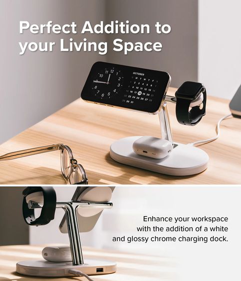 Ringke 3-in-1 Wireless Charger Stand แม่เหล็ก (Apple MagSafe Certified) มีไฟ LED Ambient Light ที่ชาร์จไร้สาย รูปที่ 8