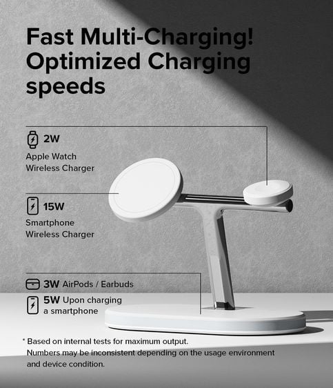 Ringke 3-in-1 Wireless Charger Stand แม่เหล็ก (Apple MagSafe Certified) มีไฟ LED Ambient Light ที่ชาร์จไร้สาย รูปที่ 11