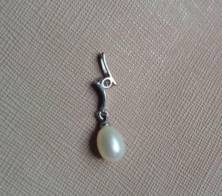 จี้ไข่มุกน้ำจืดแท้ เงิน 92.5 หรือ Silver 925 เรียบหรู Cultured Fresh Water Pearl Pendant รูปที่ 3