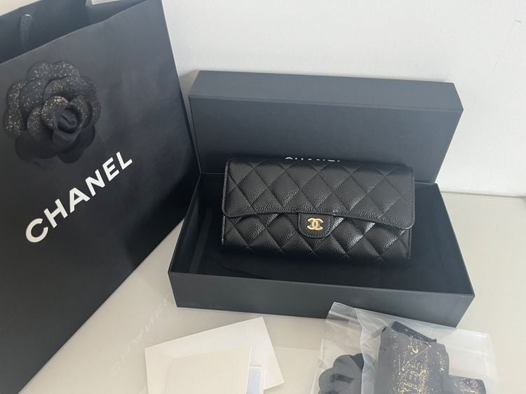 อื่นๆ หนังแท้ หญิง ดำ NEW Chanel Sarah Long Wallet Holo31 อปก ครบ+ใบเสร็จช็อปไทย ออกช็อป 30.12.2021