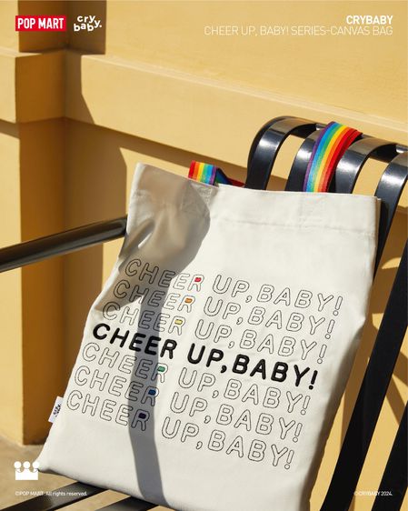 POPMART CRYBABY CHEER UP BABY SERIES PLUSH DOLL PENDENT + CANVAS BAG (WHITE) ขายเซ็ทคู่ รูปที่ 6