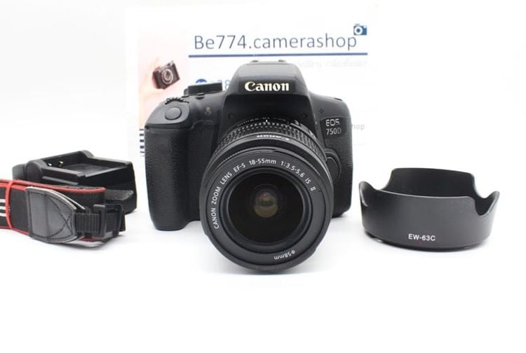 ขาย Canon EOS 750D lens 18-55 IS II พร้อม Hood เมนูไทย อุปกรณ์พร้อมกระเป๋า ใช้งานปกติ