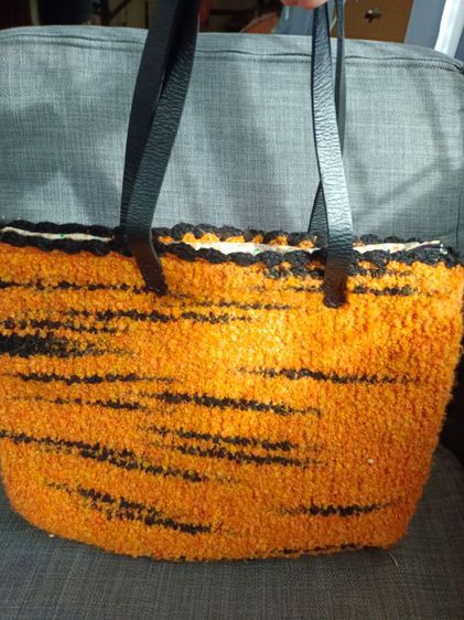 กระเป๋าสะพาย ถักนิตติ้ง สีส้ม (handmade) รูปที่ 3