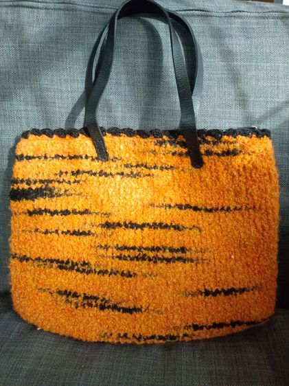 กระเป๋าสะพาย ถักนิตติ้ง สีส้ม (handmade) รูปที่ 4