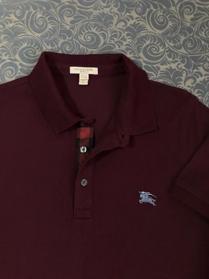 Burberry Brit Embroidered Logo Burgundy Polo XS 4061237 รูปที่ 4