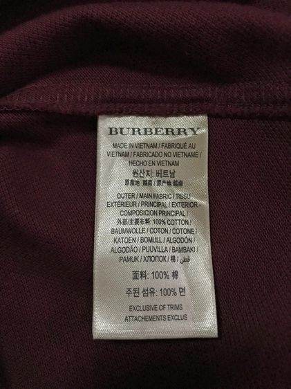 Burberry Brit Embroidered Logo Burgundy Polo XS 4061237 รูปที่ 9
