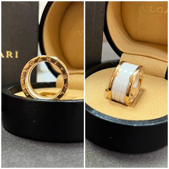 แหวน Bvlgari  B Zero Rose Gold Ceramic ขาว แบบ 3 ชั้น ไซส์ 57 ไม่มีกล่องใบ รูปที่ 2