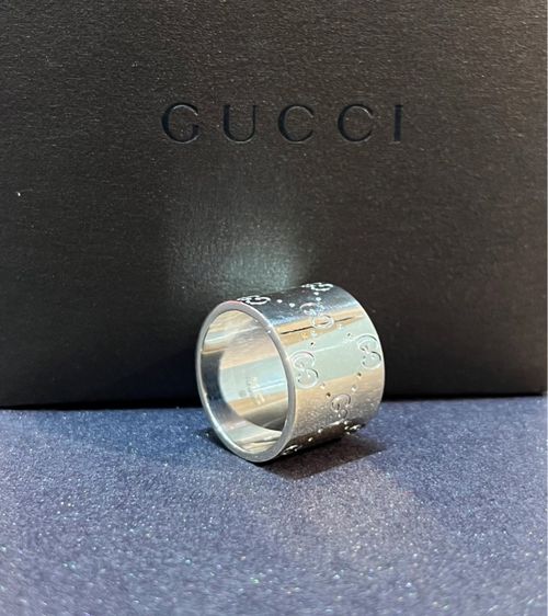 แหวน Gucci ทองคำขาว รุ่นพิเศษ ตัวหนาสุดของรุ่น หนัก 13.47 กรัม ไซส์ 50-51  รูปที่ 2